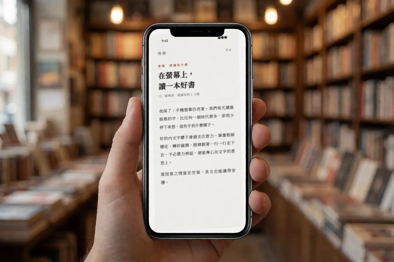 以昌明體排版長文的手機閱讀畫面