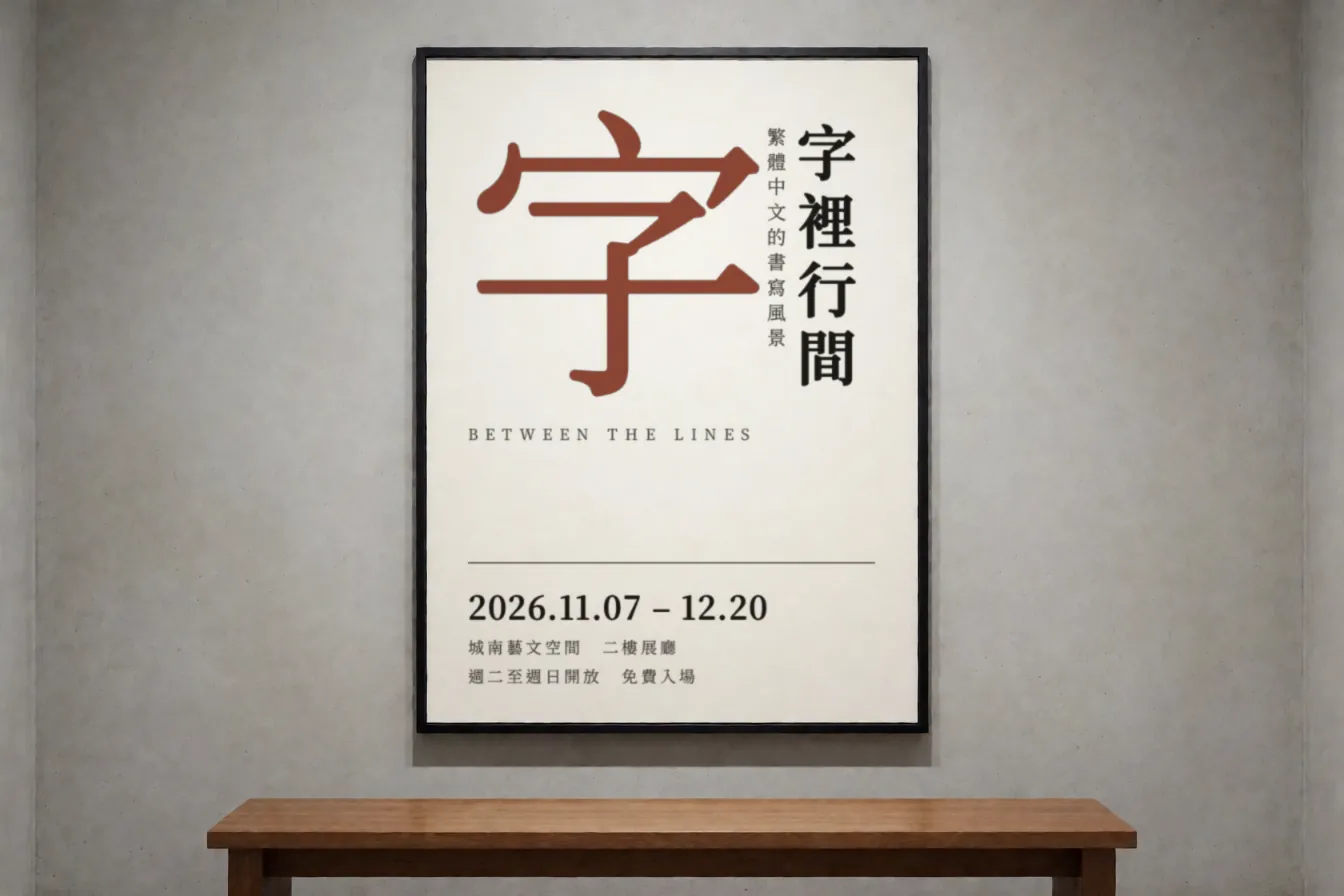 以昌明體排版「字裡行間」的展覽海報